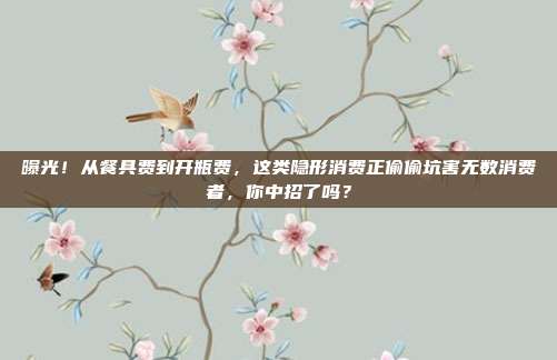 曝光!从餐具费到开瓶费,这类隐形消费正偷偷坑害无数消费者,你中招了吗?