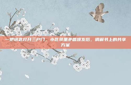 一把钥匙打开三户门，小区邻里矛盾爆发后，调解书上的共享方案