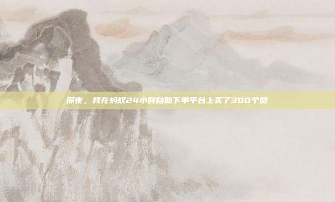 深夜,我在蚂蚁24小时自助下单平台上买了300个赞