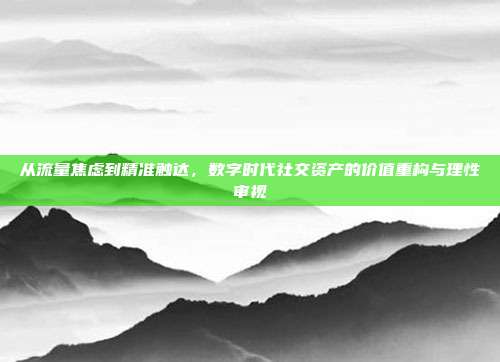 从流量焦虑到精准触达，数字时代社交资产的价值重构与理性审视