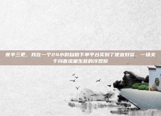 夜半三更，我在一个24小时自助下单平台买到了便宜好货，一场关于抖音流量生意的冷观察