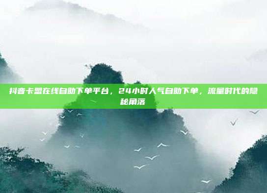 抖音卡盟在线自助下单平台，24小时人气自助下单，流量时代的隐秘角落