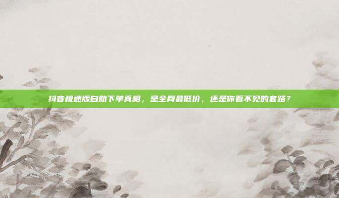 抖音极速版自助下单真相，是全网最低价，还是你看不见的套路？