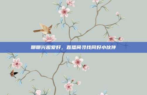 聊聊兴趣爱好，直播间寻找同好小伙伴