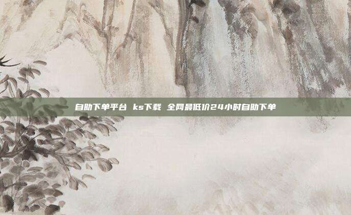 自助下单平台 ks下载 全网最低价24小时自助下单