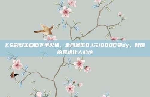 KS刷双击自助下单火狐,全网最低0.1元10000赞dy,背后的真相让人心惊