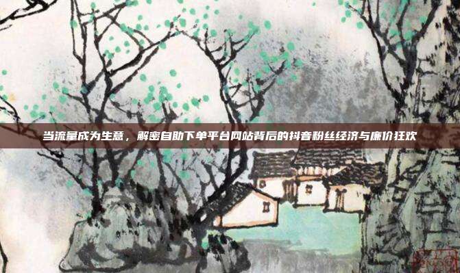 当流量成为生意,解密自助下单平台网站背后的抖音粉丝经济与廉价狂欢
