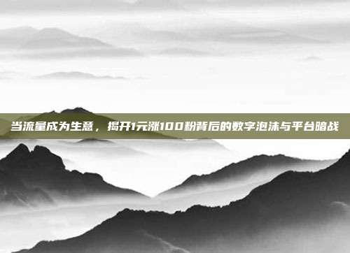 当流量成为生意,揭开1元涨100粉背后的数字泡沫与平台暗战
