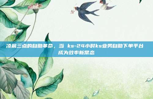 凌晨三点的自助革命，当 ks-24小时ks业务自助下单平台 成为效率新常态