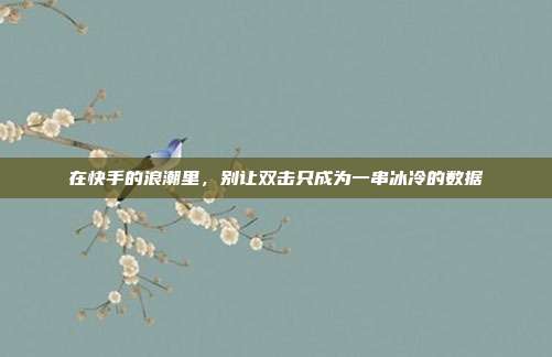 在快手的浪潮里，别让双击只成为一串冰冷的数据