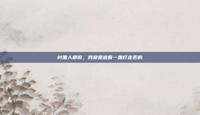 村里人都说，我爹是追着一盏灯走丢的