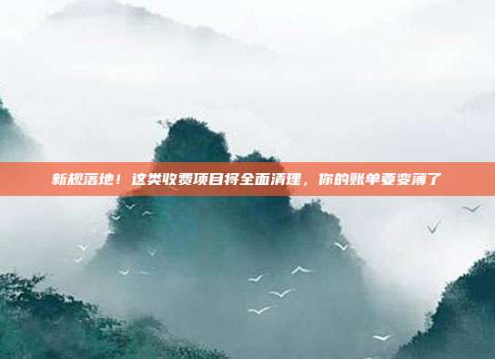 新规落地！这类收费项目将全面清理，你的账单要变薄了