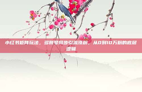 小红书矩阵玩法，多账号同步引流涨粉，从0到10万粉的底层逻辑