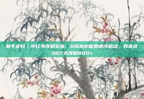 新手友好|小红书涨粉实操,0成本也能跑通冷启动,我靠这3招7天涨粉800+