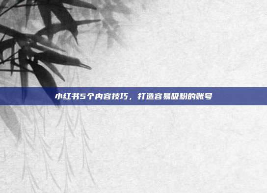小红书5个内容技巧,打造容易吸粉的账号