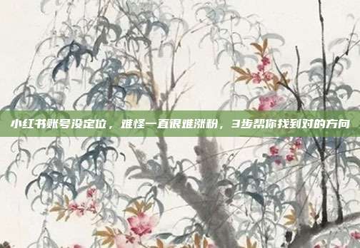 小红书账号没定位,难怪一直很难涨粉,3步帮你找到对的方向