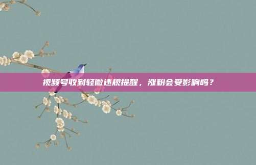 视频号收到轻微违规提醒，涨粉会受影响吗？
