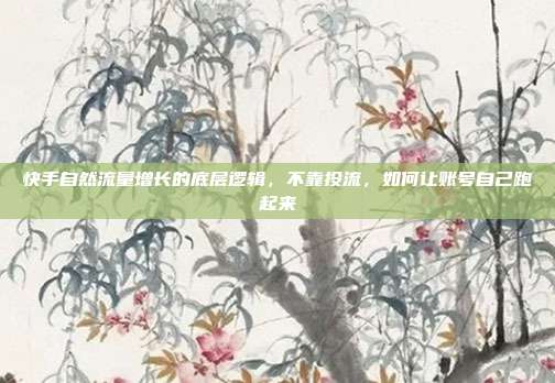 快手自然流量增长的底层逻辑,不靠投流,如何让账号自己跑起来