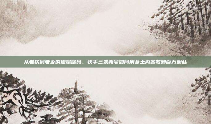 从老铁到老乡的流量密码，快手三农账号如何用乡土内容收割百万粉丝
