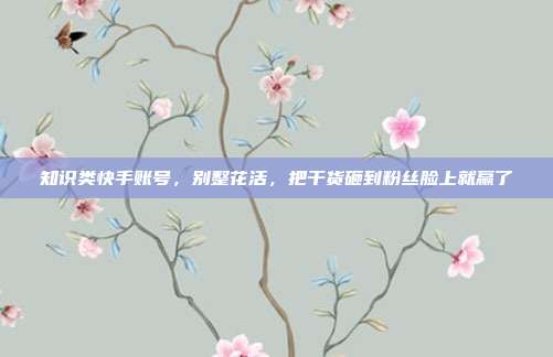 知识类快手账号,别整花活,把干货砸到粉丝脸上就赢了