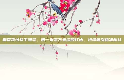 垂直领域快手账号,用一米宽万米深的打法,持续吸引精准粉丝