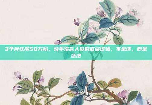 3个月狂揽50万粉,快手爆款人设的底层逻辑,不是演,而是活法
