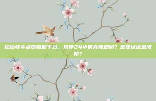 揭秘快手点赞自助平台，宣传24小时真能秒到？是捷径还是陷阱？