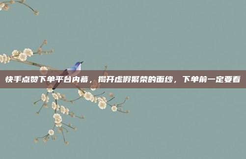 快手点赞下单平台内幕，揭开虚假繁荣的面纱，下单前一定要看