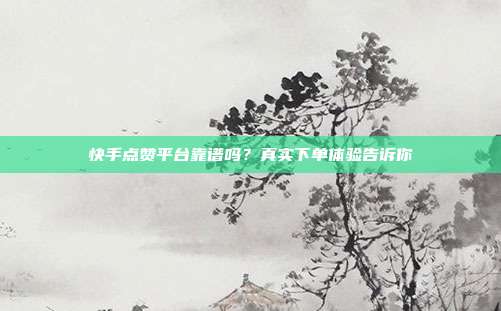 快手点赞平台靠谱吗?真实下单体验告诉你