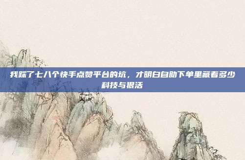 我踩了七八个快手点赞平台的坑,才明白自助下单里藏着多少科技与狠活