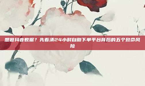 想做抖音数据？先看清24小时自助下单平台背后的五个致命风险