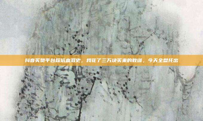 抖音买赞平台踩坑血泪史，我花了三万块买来的教训，今天全盘托出