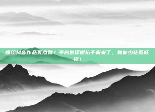想给抖音作品买点赞？平台选择避坑干货来了，教你少花冤枉钱！