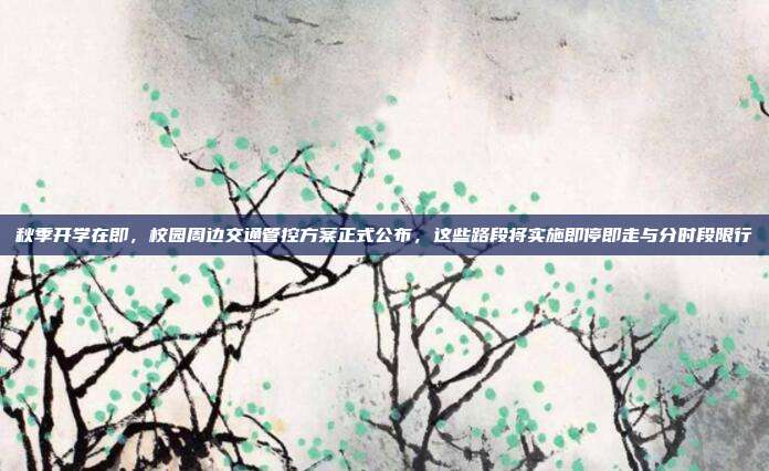 秋季开学在即，校园周边交通管控方案正式公布，这些路段将实施即停即走与分时段限行
