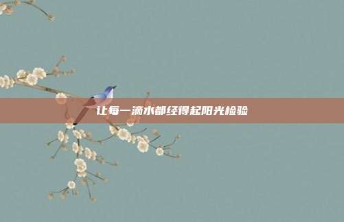 让每一滴水都经得起阳光检验