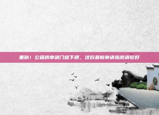 重磅!公租房申请门槛下调,这份最新申请指南请收好