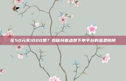 花50元买1000赞?揭秘抖音点赞下单平台的温柔陷阱