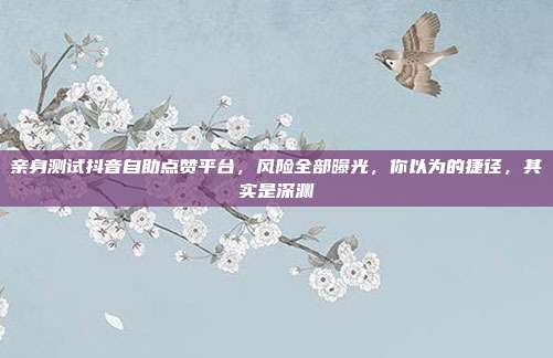 亲身测试抖音自助点赞平台，风险全部曝光，你以为的捷径，其实是深渊