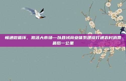 畅通微循环,激活大市场—以县域商业体系建设打通农村消费最后一公里