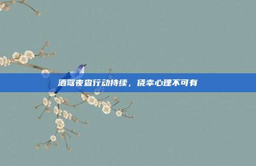 酒驾夜查行动持续，侥幸心理不可有