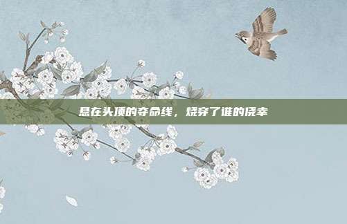 悬在头顶的夺命线,烧穿了谁的侥幸