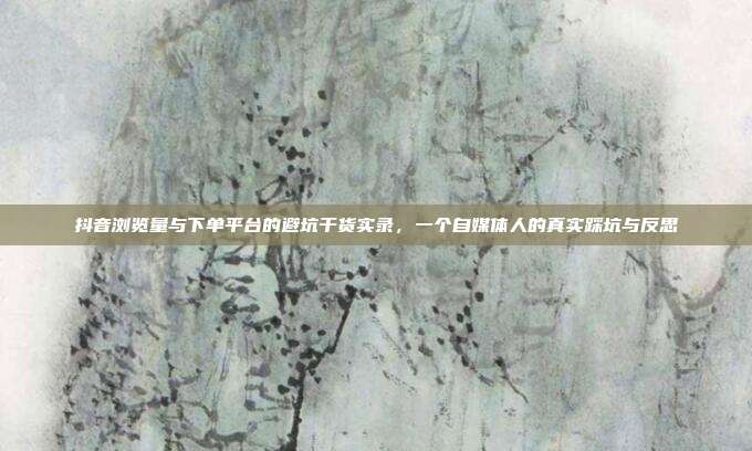 抖音浏览量与下单平台的避坑干货实录,一个自媒体人的真实踩坑与反思