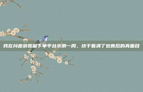 我在抖音浏览量下单平台亲测一周，终于看清了包售后的真面目
