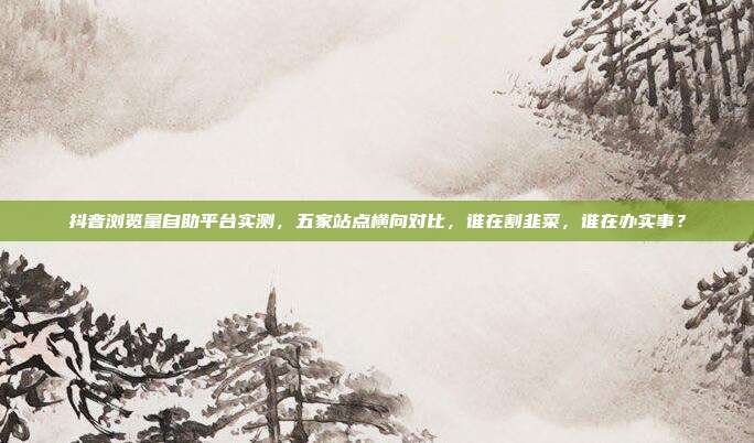 抖音浏览量自助平台实测，五家站点横向对比，谁在割韭菜，谁在办实事？