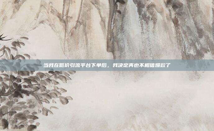 当我在低价引流平台下单后，我决定再也不相信爆款了
