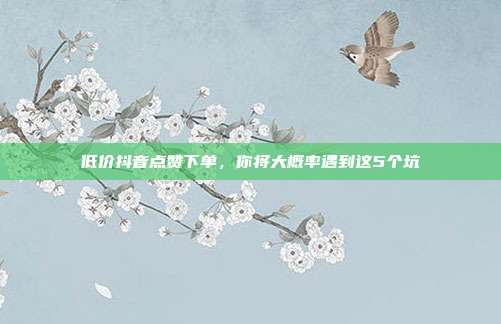 低价抖音点赞下单,你将大概率遇到这5个坑