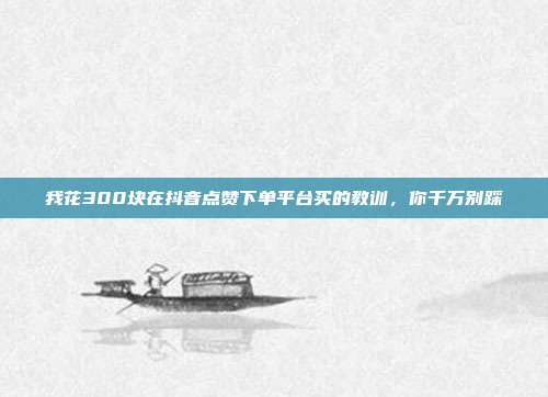 我花300块在抖音点赞下单平台买的教训,你千万别踩