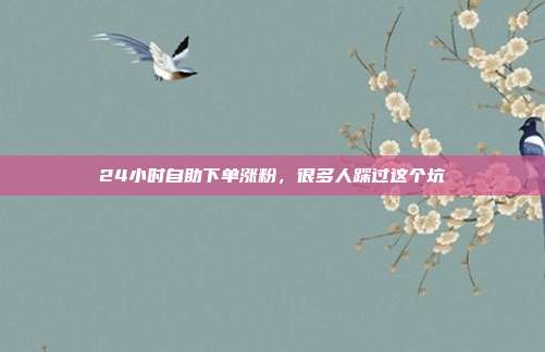 24小时自助下单涨粉，很多人踩过这个坑
