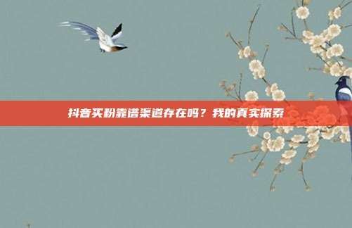 抖音买粉靠谱渠道存在吗？我的真实探索