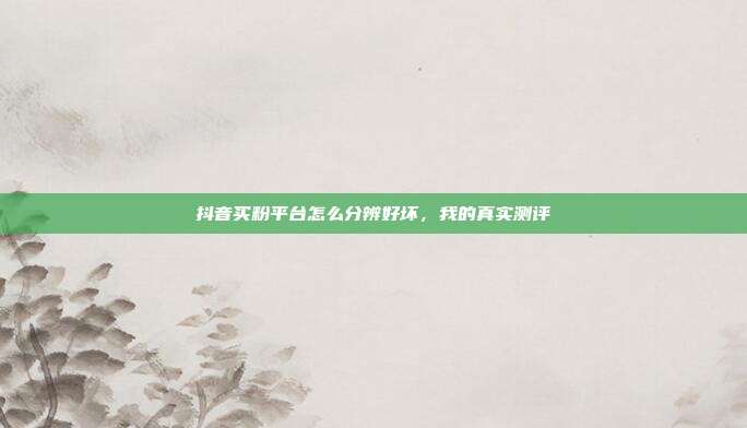 抖音买粉平台怎么分辨好坏,我的真实测评